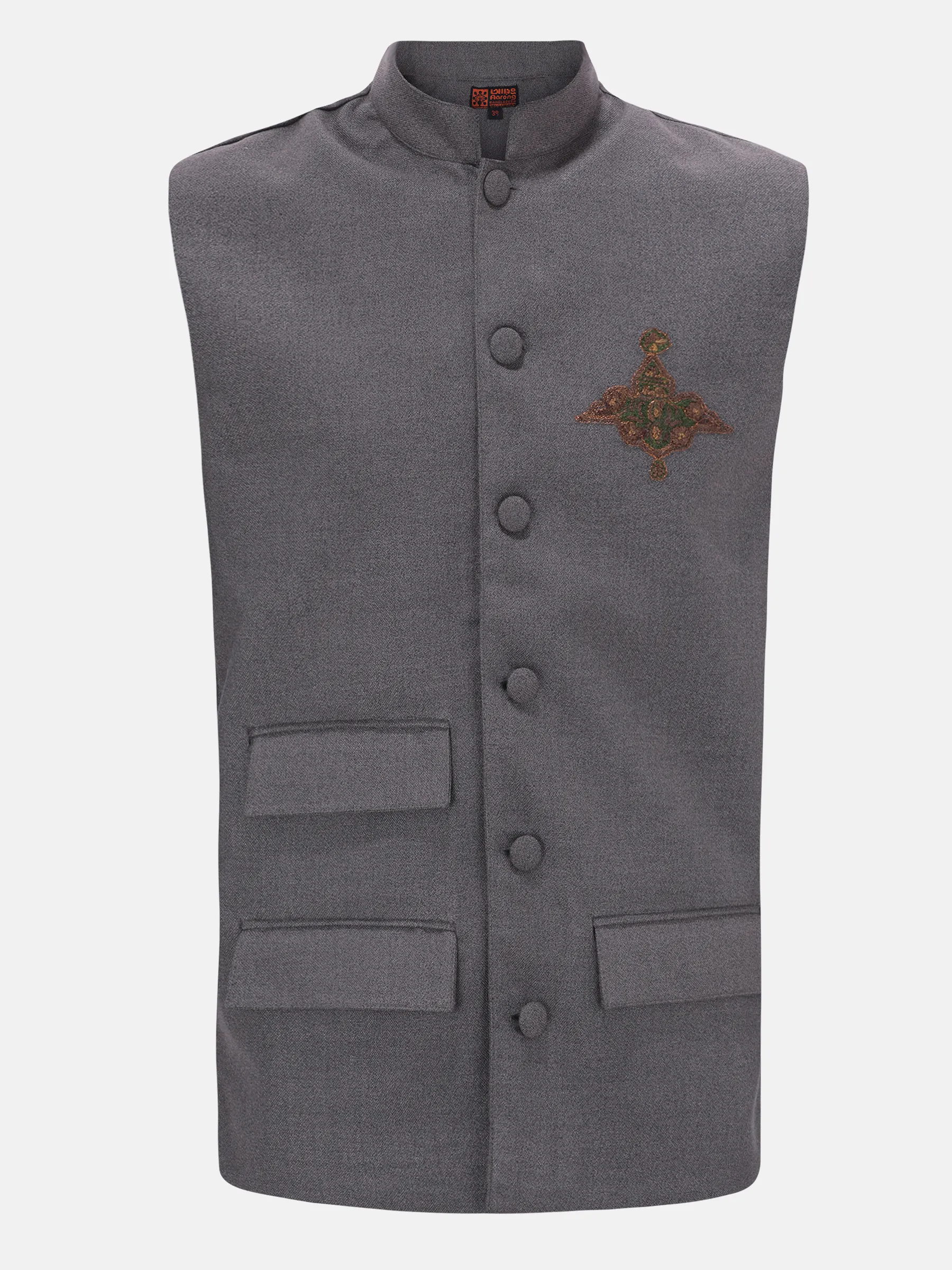 Olive Textured Erri Embroidered Cotton Coaty